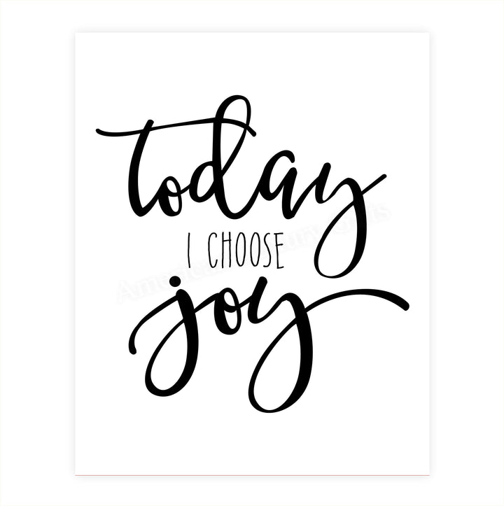 Today I Choose Joy Inspirational Wall Art Sign-8 x 10" Modern Typographic Poster Print-Ready to Frame. Perfect Home-Office-Desk-School Decor. Great Motivational Gift &amp; Reminder to Stay Positive!