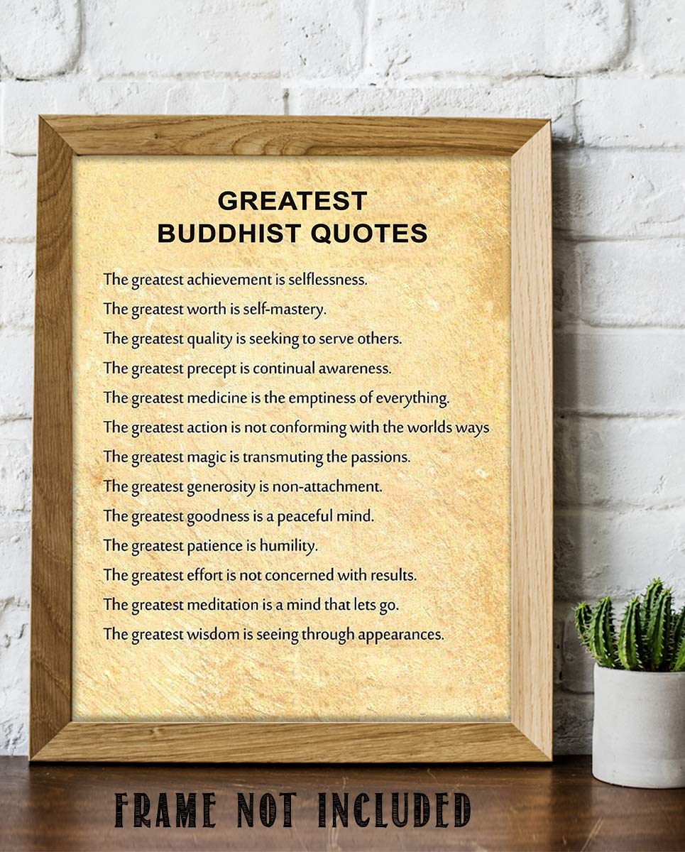 Greatest Buddhist Quotes Inspirational Art Decor -"The Greatest Attributes"- 8 x 10" Wall Art Print-Ready to Frame. Spiritual Home-Office-Studio D?cor. Perfect Gift for Buddhism, Zen &amp; Inspiration.