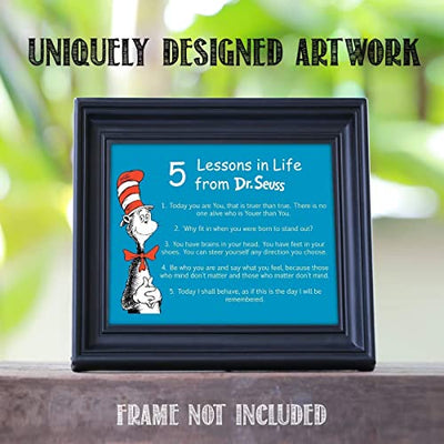 Dr. Seuss Quotes Wall Art Sign-"5 Lessons in Life"- 8 x 10"