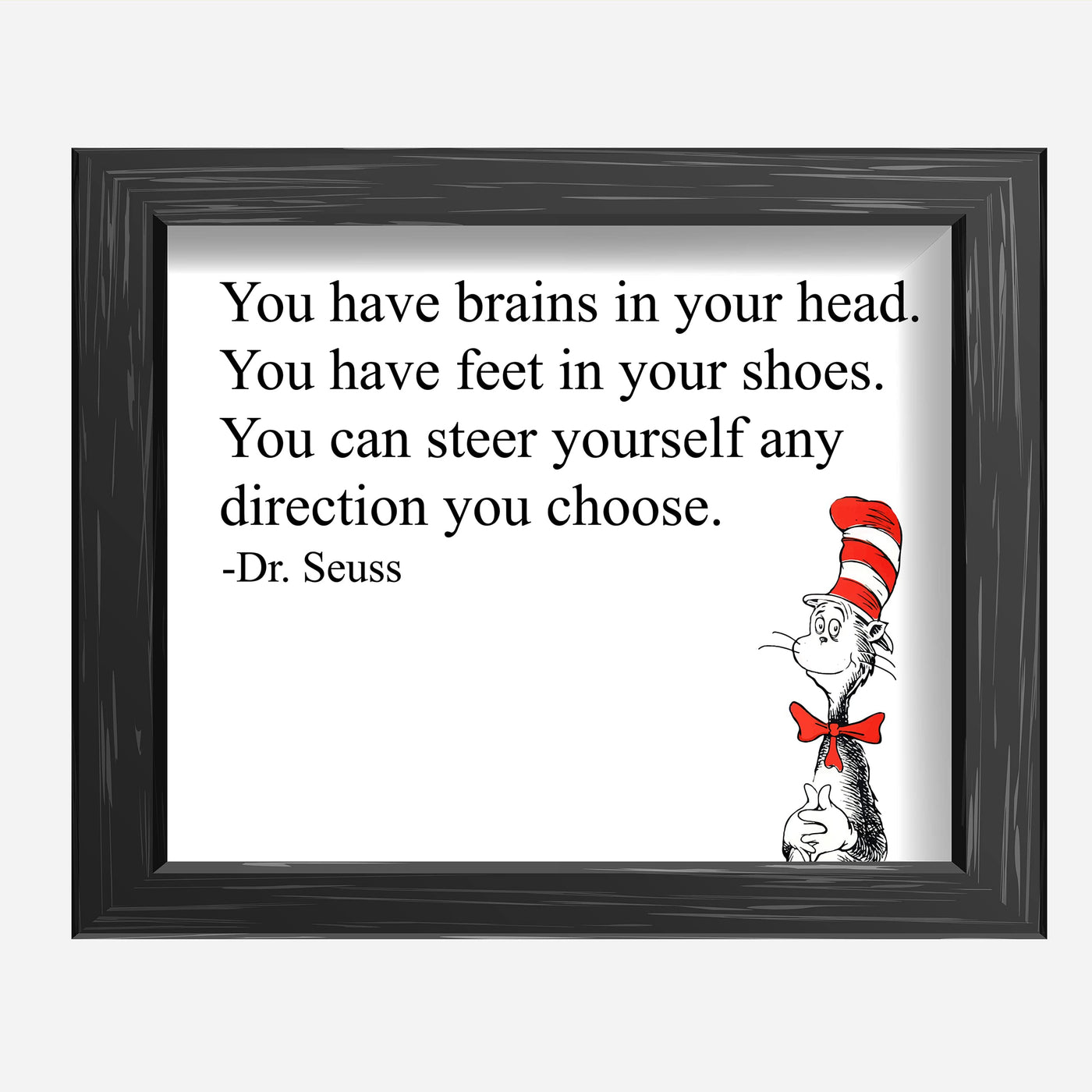 Dr. Seuss Quotes-"You Can Steer Yourself Any Direction You Choose" Inspirational Wall Art- 8x10" Modern Print-Ready to Frame. Motivational Home-Playroom-School-Library Decor. Great Gift for Teachers!