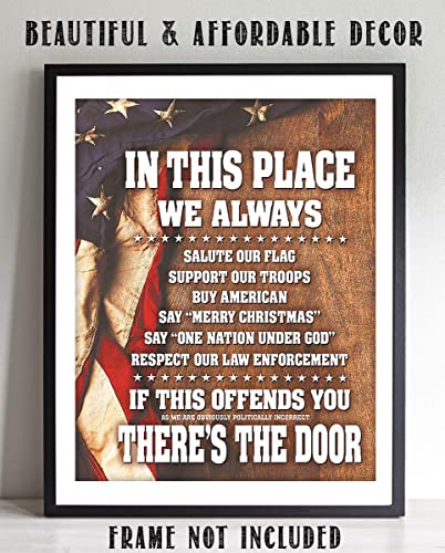 "In This Place-We Salute the Flag &amp; Support Our Troops"-8x10"