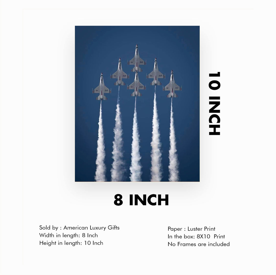 US Air Force"Thunderbirds In Action" Wall Art -8 x 10" Military Fighter Jets Photo Print -Ready to Frame. Military Aircraft Wall Decor for Home-Office-Game Room-Garage-Cave! Great Gift for Veterans!