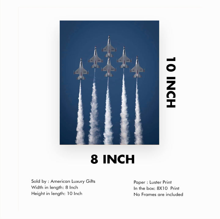 US Air Force"Thunderbirds In Action" Wall Art -8 x 10" Military Fighter Jets Photo Print -Ready to Frame. Military Aircraft Wall Decor for Home-Office-Game Room-Garage-Cave! Great Gift for Veterans!