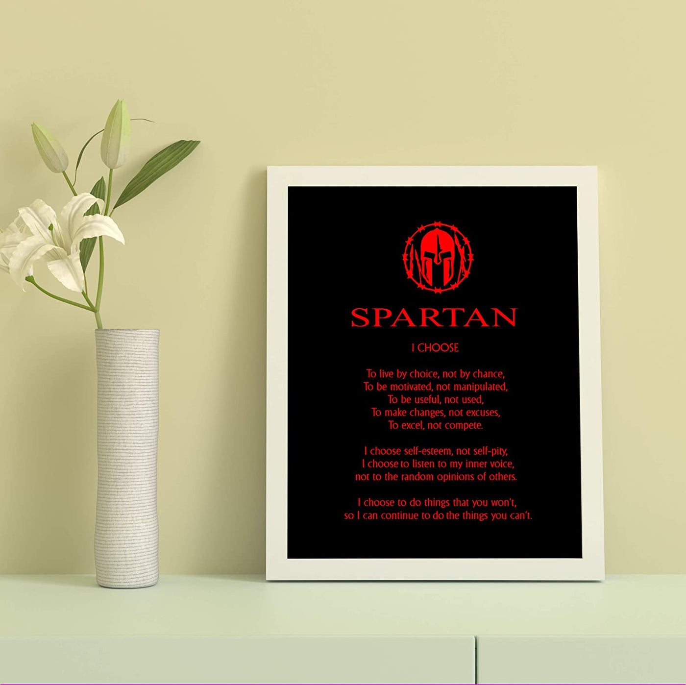 "Spartan Code Affirmations- I Choose."- Motivational Quotes Wall Art-8 x 10"