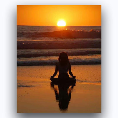 Yoga-Beach Zen at Sunset - 2 Image Set- 8 x 10"s Print Wall Art Ready to Frame. Home D?cor, Office D?cor & Wall Print. Make a Perfect Inspiration Gift for Yoga & Beach Lovers