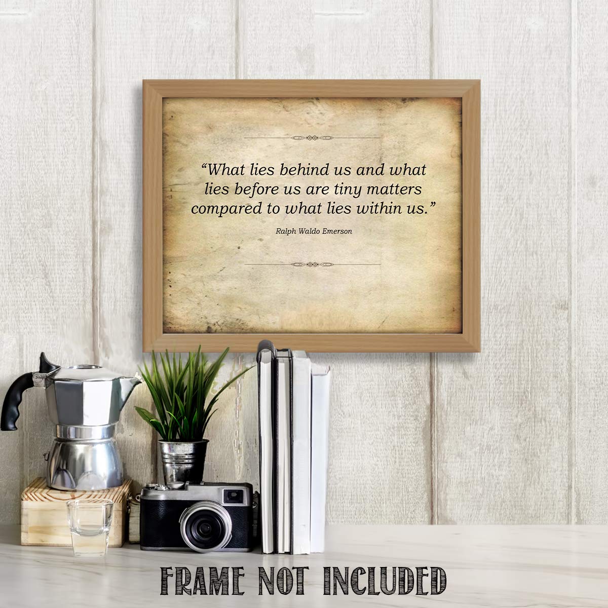 Ralph Waldo Emerson Quotes-"What Lies Behind-Before-Within Us"-10 x 8" Poetic Wall Art. Distressed Parchment Print-Ready To Frame. Retro Home-Office-Study-School Decor. Great Art Gift for Poetry Fans.