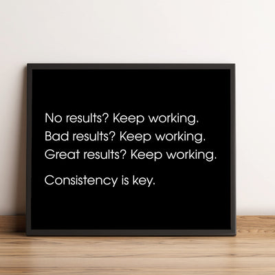 Consistency Is Key Motivational Wall Art Decor -10 x 8" Inspirational Art Print -Ready to Frame. Modern Typographic Design. Perfect Home-Office-Desk-Gym-Success Decor! Great Gift of Motivation!