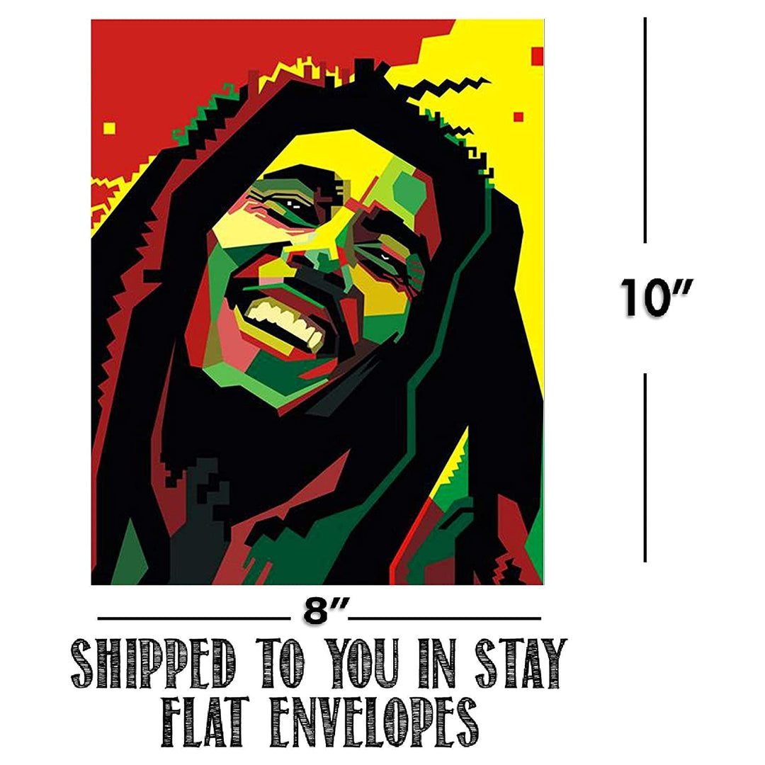Bob Marley-Silhouettes Wall Art Set-3 Watercolor Abstract-8 x 10"