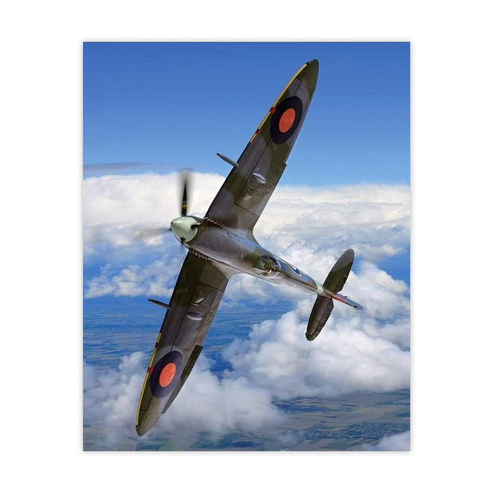 Supermarine Spitfire MK IX -British Fighter Jet Poster Print -8x10" Military Aircraft Wall Decor Image-Ready to Frame. Home-Office-Military School Decor. Perfect Sign for Game Room-Garage-Cave Decor!