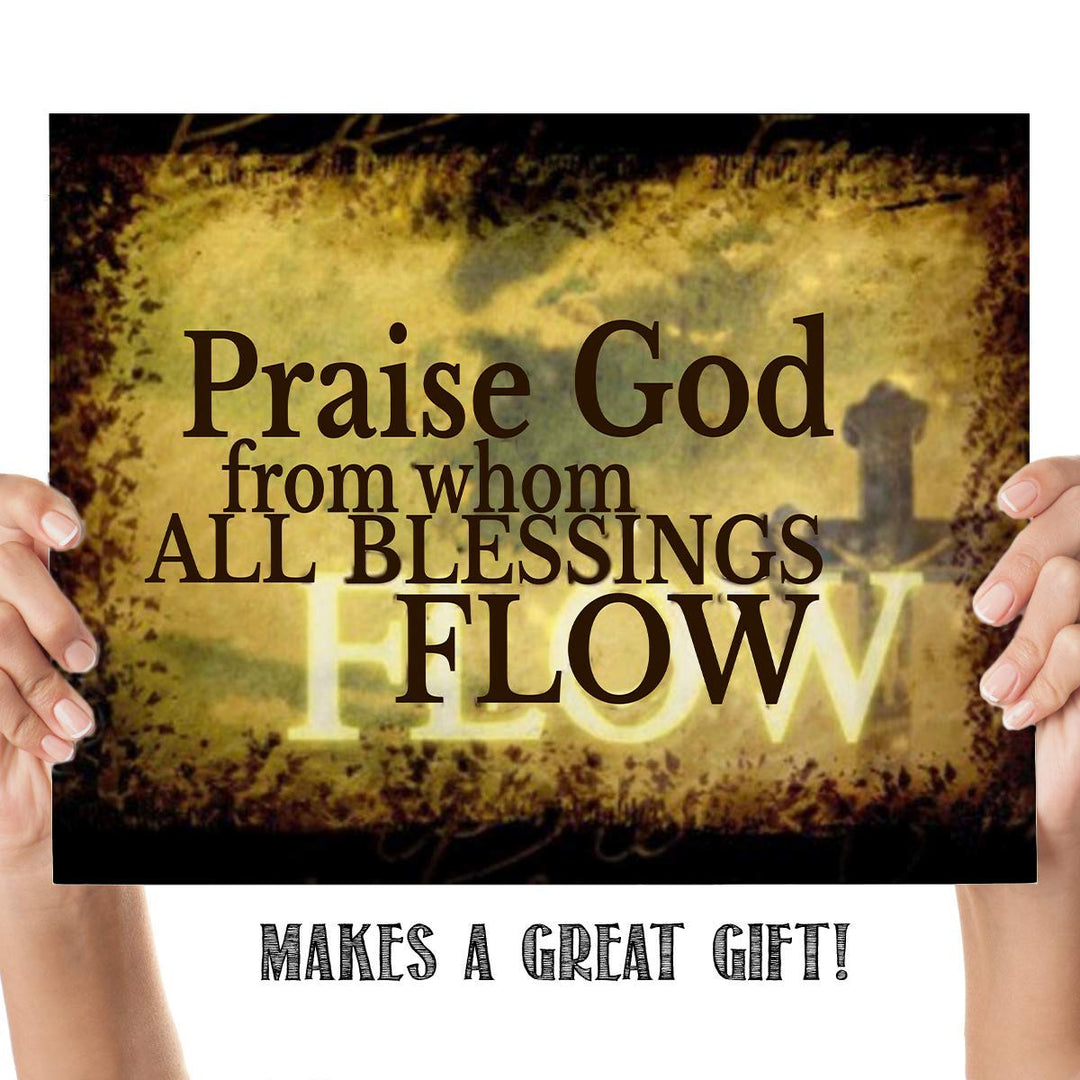 Praise God From Whom All Blessings Flow New Doxology- Spiritual Wall Art- 8x10-Modern Typography Print-Ready To Frame- Home D?cor- Church D?cor-Christian Gifts. Great Reminder To Praise- Psalm 148.