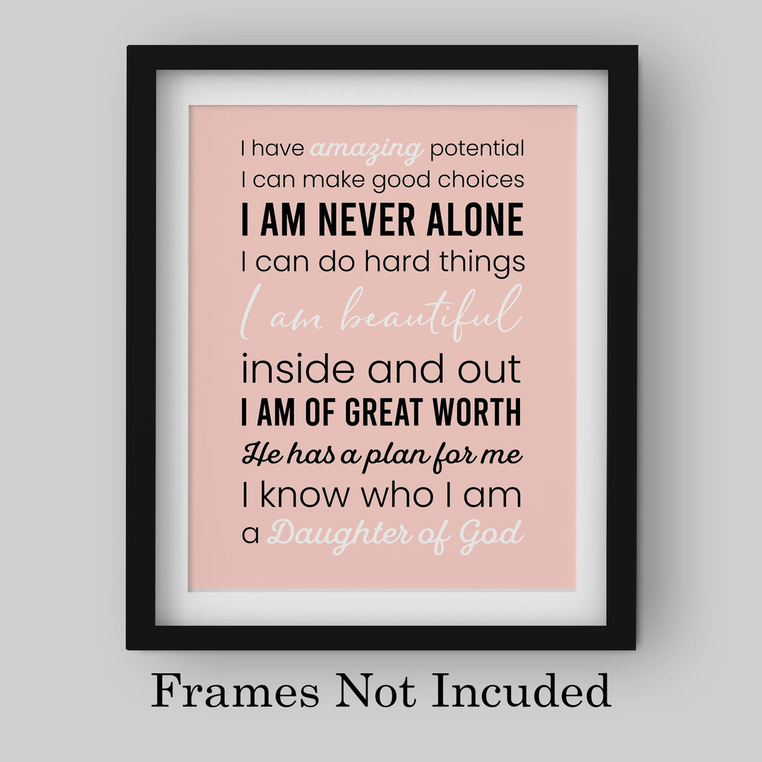 Amazing, Beautiful Daughter of God Inspirational Christian Wall Art -8 x10" Religious Poster Print -Ready to Frame. Motivational Home-Girls Bedroom Decor. Great Gift! Perfect for Teens &amp; Women!