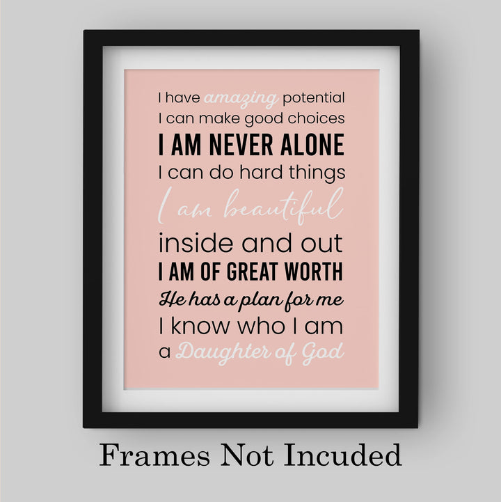 Amazing, Beautiful Daughter of God Inspirational Christian Wall Art -8 x10" Religious Poster Print -Ready to Frame. Motivational Home-Girls Bedroom Decor. Great Gift! Perfect for Teens &amp; Women!