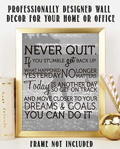 "Never Quit- You Can Do It!"- Motivational Wall Art Sign- 8 x 10"