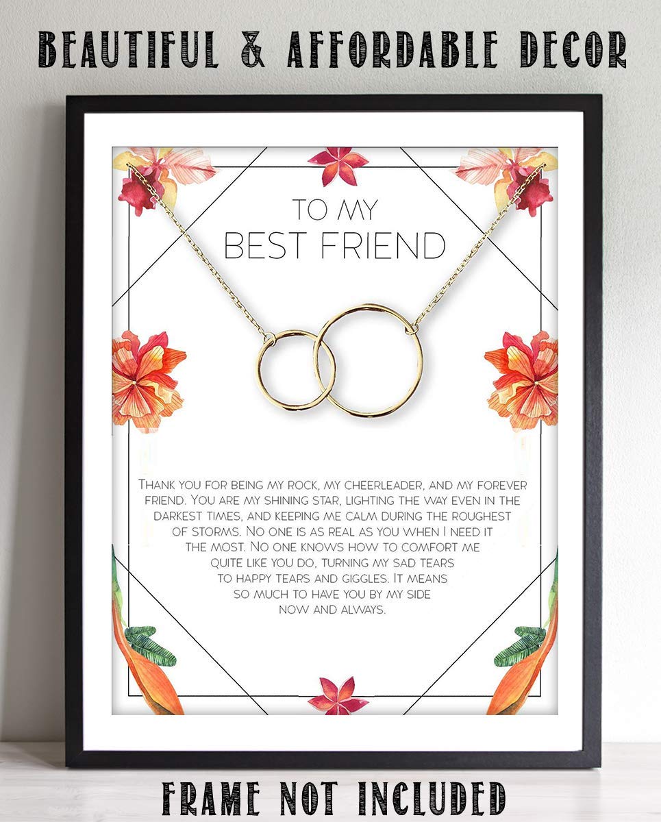 To My Best Friend- Thank You For Everything- 8 x 10"-Floral Wall Art Print- Ready to Frame. Perfect For Spouse, Life Partners &amp; BFF&
