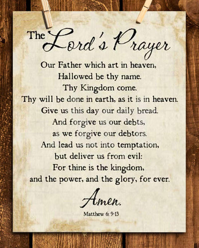 The Lord's Prayer-Tan-Matthew 6: 9-13- Tan Parchment Print- 8 x 10" Wall Art- Ready to Frame. Traditional Script Design-Home D?cor, Kitchen D?cor- Christian Gifts. Inspirational Prayer For All.