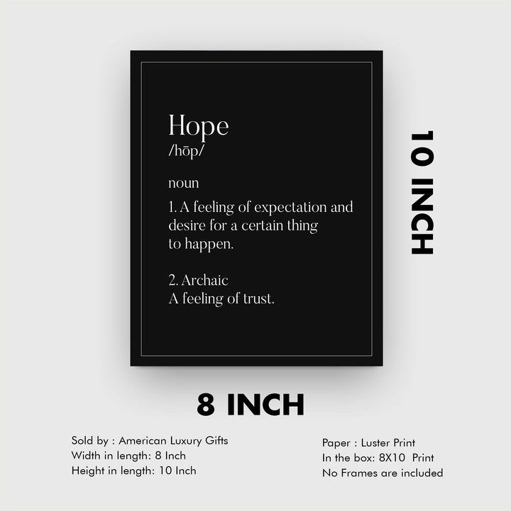 Definition of Hope Inspirational Wall Sign -8 x 10" Christian Art Print-Ready to Frame. Modern Typographic Design. Home-Office-Family Room-Church-Religious Decor. Great Gift of Inspiration!