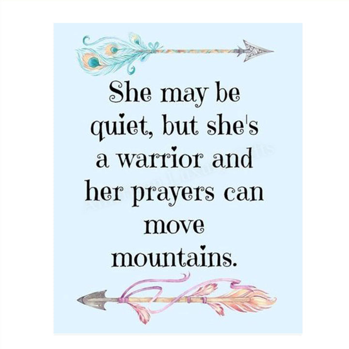 She May Be Quiet- Prayer Warrior Moves Mountains- 8 x 10" Spiritual Wall Decor. Modern Typographic Print-Ready to Frame. Home- Office D?cor. Great Christian Gift. Inspiring Reminder-Power of Prayer.