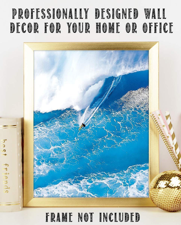 Extreme Surfer- Ripping the Monster Wave- 8 x 10 Art Image Print Ready to Frame. Modern Home D?cor, Office D?cor &amp; Wall Print for Beach, Ocean and Surfing Themes. Makes a Perfect Gift for Ocean Lovers