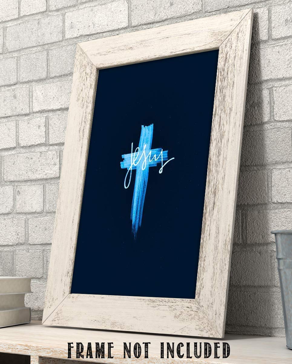 Jesus-Cross- Abstract Spiritual Wall Decor. 8 x 10" Modern Typographic Print-Ready to Frame. Religious Home-Office-Church D?cor. Contemporary Christian Look- Makes a Great Gift!