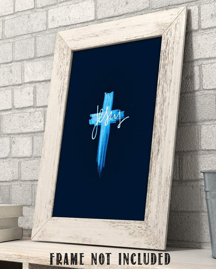 Jesus-Cross- Abstract Spiritual Wall Decor. 8 x 10" Modern Typographic Print-Ready to Frame. Religious Home-Office-Church D?cor. Contemporary Christian Look- Makes a Great Gift!