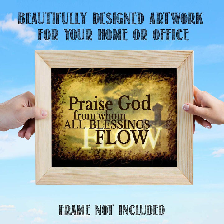Praise God From Whom All Blessings Flow New Doxology- Spiritual Wall Art- 8x10-Modern Typography Print-Ready To Frame- Home D?cor- Church D?cor-Christian Gifts. Great Reminder To Praise- Psalm 148.
