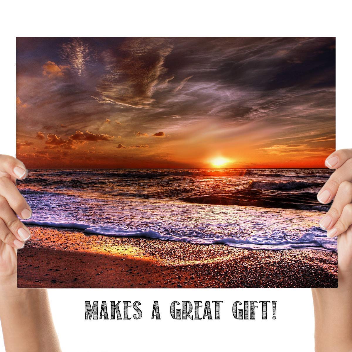 Electric Ocean Sunset- 8 x 10-Wall Art Print- Ready to Frame. Beautiful Beach D?cor- Tropical Island Beach Sunsets Make the Perfect Art for Any Room. Great Gift for Beach Pictures Wall Art.