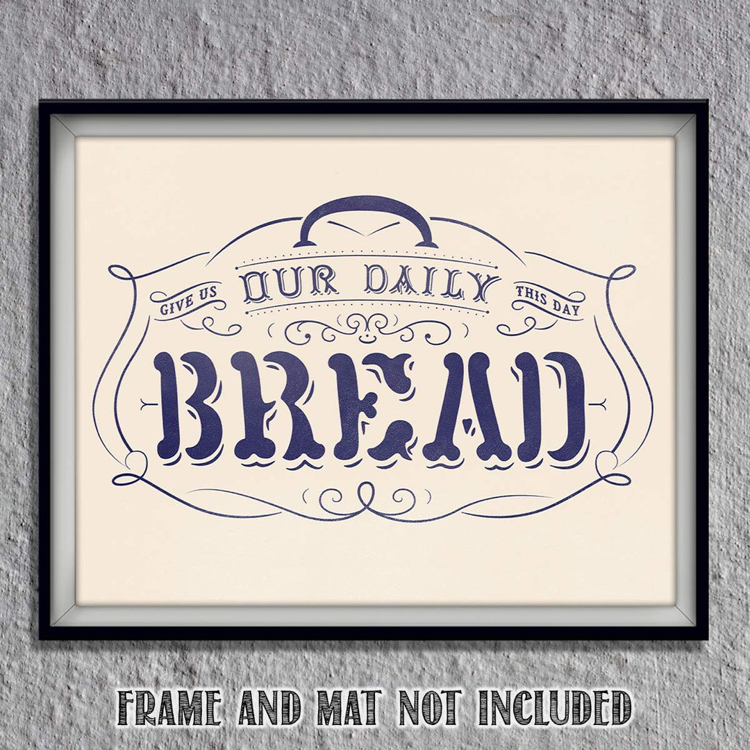 Give Us Our Daily Bread- Scripture Wall Art Print-8 x 10"- Ready to Frame. Home D?cor-Kitchen-Dining D?cor- Christian Gifts &amp; Decor- Art Image of The Lords Prayer. Perfect Housewarming Gift.