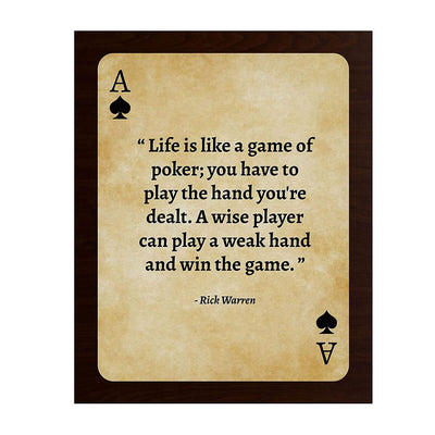 Rick Warren Quotes Wall Art- “Life is Like a Game of Poker”- 8 x 10"