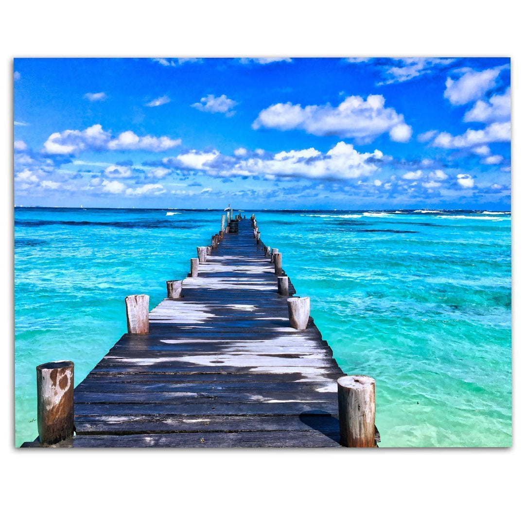 Dock Across the Ocean - 8 x 10" Print Wall Art Ready to Frame. Home D?cor, Office D?cor, Beach Decor &amp; Unique Wall Print. Great Addition for Tropical Decor &amp; Parties. Perfect Gift for Beach Lovers