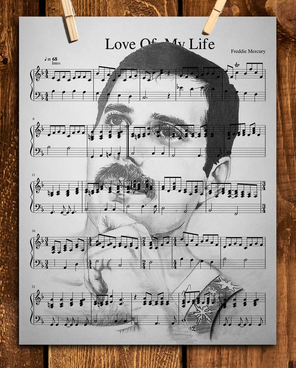 Freddie Mercury-Song Art Print"Love of My Life"-8 x 10