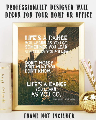 Life's a Dance Song Art Print-by John Michael Montgomery. 8 x 10 Music Wall Print-Ready To Frame. Modern Typographic Print. Home-Studio-Bar-Man Cave Decor. Perfect Gift For Country Music Lovers.