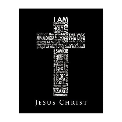 "Names of Jesus In Cross"-Bible Wall Art. 8 x 10"