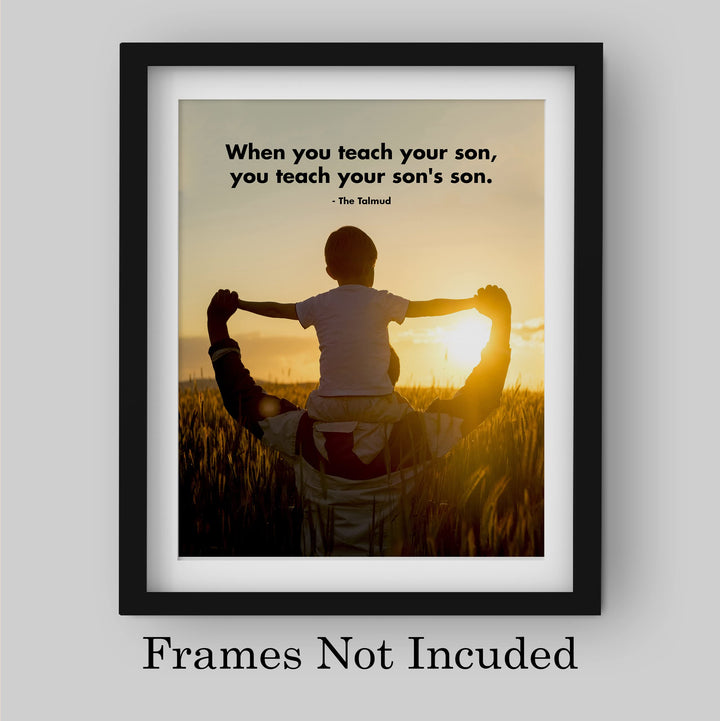 The Talmud Wall Art Quote -"When You Teach Your Son"- 8 x 10" Inspirational Sunset Picture Print -Ready to Frame. Religious Decor for Home-Office-Classroom. Great Spiritual Gift for Father &amp; Son!