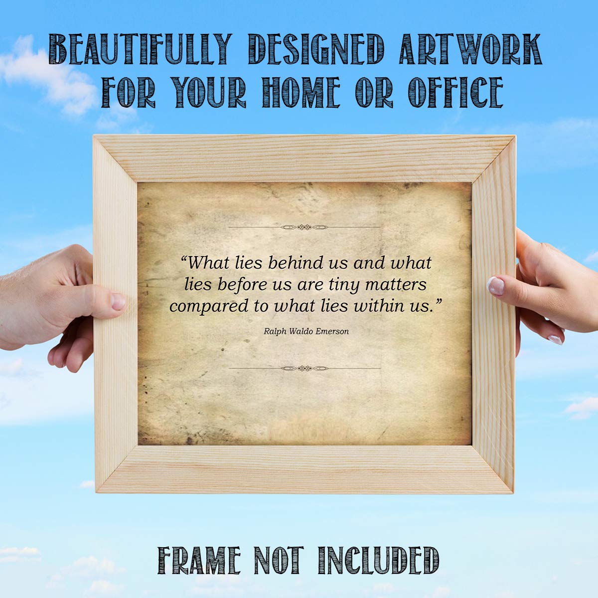 Ralph Waldo Emerson Quotes-"What Lies Behind-Before-Within Us"-10 x 8" Poetic Wall Art. Distressed Parchment Print-Ready To Frame. Retro Home-Office-Study-School Decor. Great Art Gift for Poetry Fans.