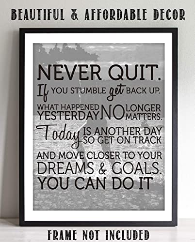 "Never Quit- You Can Do It!"- Motivational Wall Art Sign- 8 x 10"