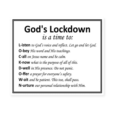 God's Lockdown- Time to Reflect- Inspirational Christian Wall Decor -10 x 8" Motivational Art Print -Ready to Frame. Home-Office-Church-Religious-Spiritual Decor. Great Gift & Reminders of Faith!