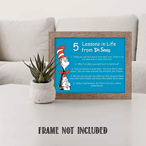 Dr. Seuss Quotes Wall Art Sign-"5 Lessons in Life"- 8 x 10"