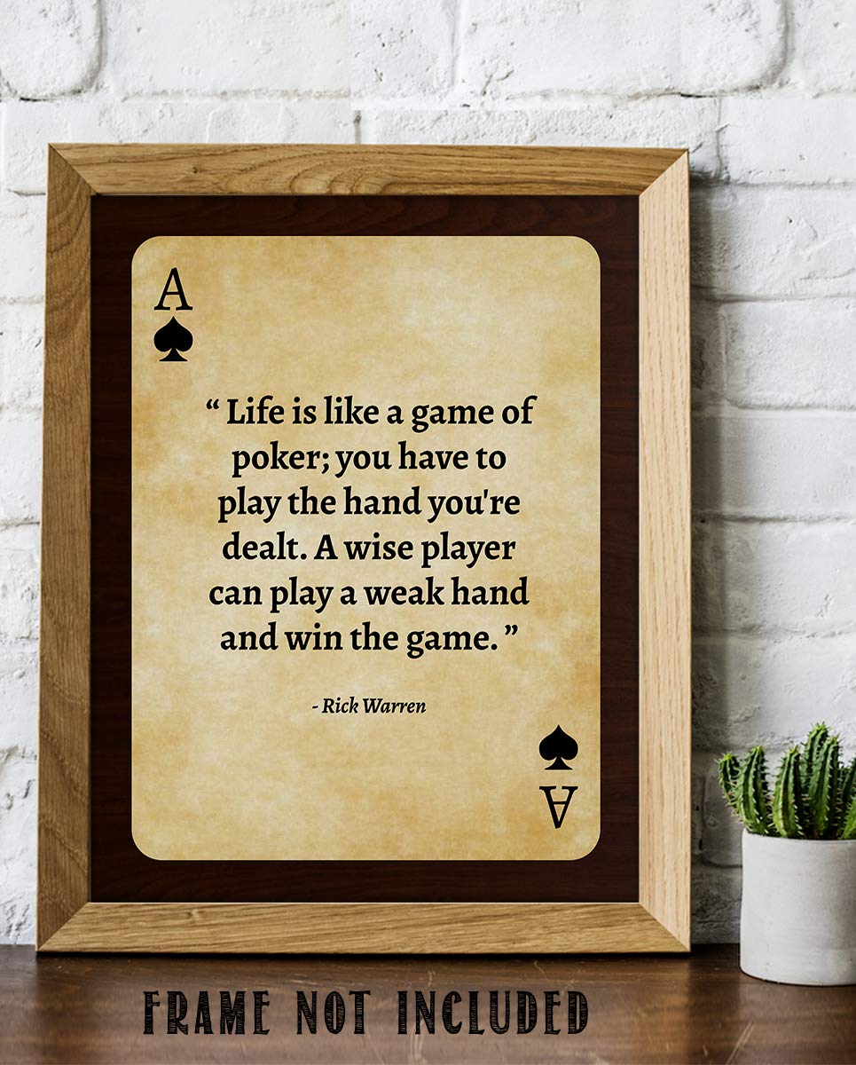 Rick Warren Quotes Wall Art- “Life is Like a Game of Poker”- 8 x 10"