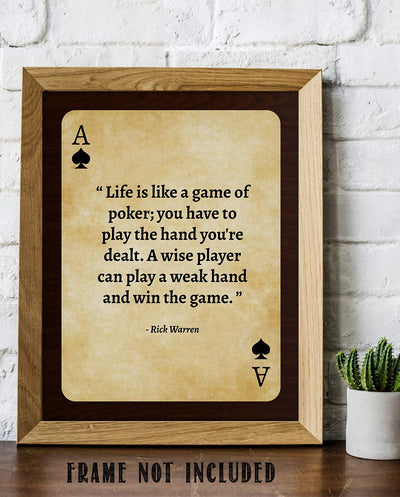 Rick Warren Quotes Wall Art- “Life is Like a Game of Poker”- 8 x 10"