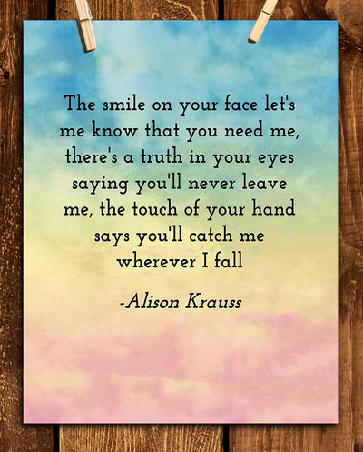 Alison Krauss-"When You Say Nothing At All"- Song-Word Art- 8 x 10" Wall Art Print. Music Poster Print-Ready To Frame. Home-Studio-Bar-Dorm-Cave Decor. Perfect for Krauss-Union Station-Country Fans.