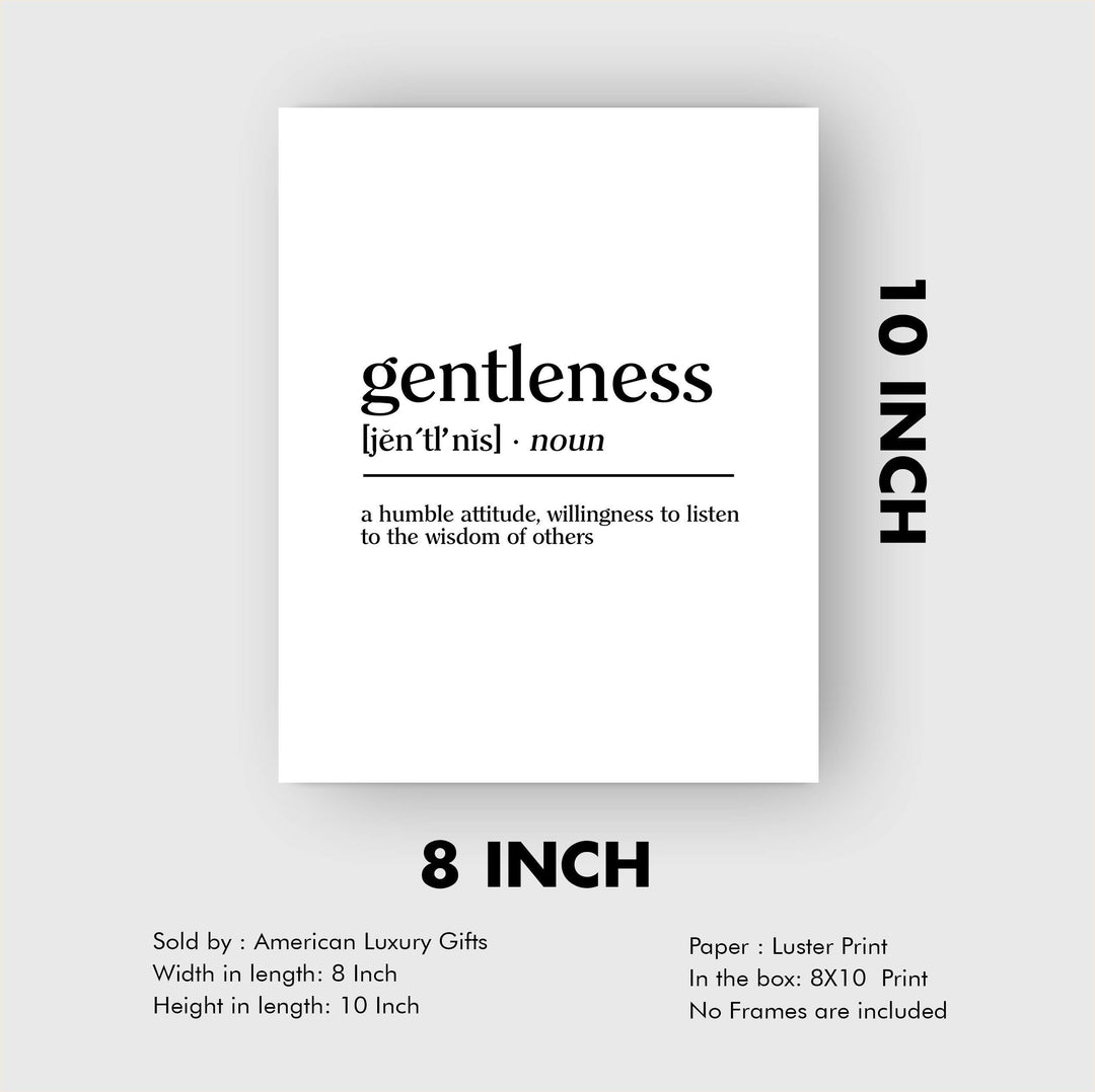 Gentleness-A Humble Attitude -Inspirational Christian Wall Art -8 x 10" Typographic"Gifts of the Spirit" Print-Ready to Frame. Modern Home-Office-Church-Scripture Decor. Great Religious Gift!