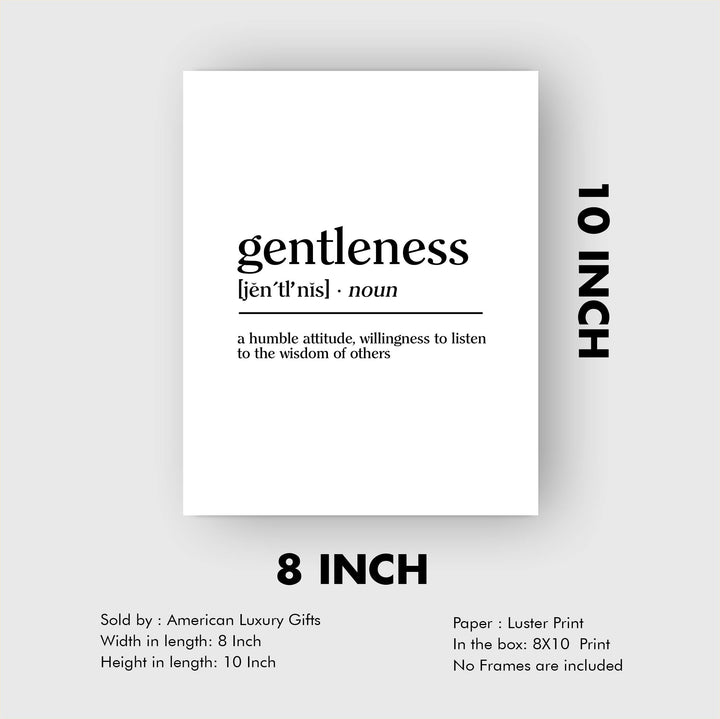 Gentleness-A Humble Attitude -Inspirational Christian Wall Art -8 x 10" Typographic"Gifts of the Spirit" Print-Ready to Frame. Modern Home-Office-Church-Scripture Decor. Great Religious Gift!