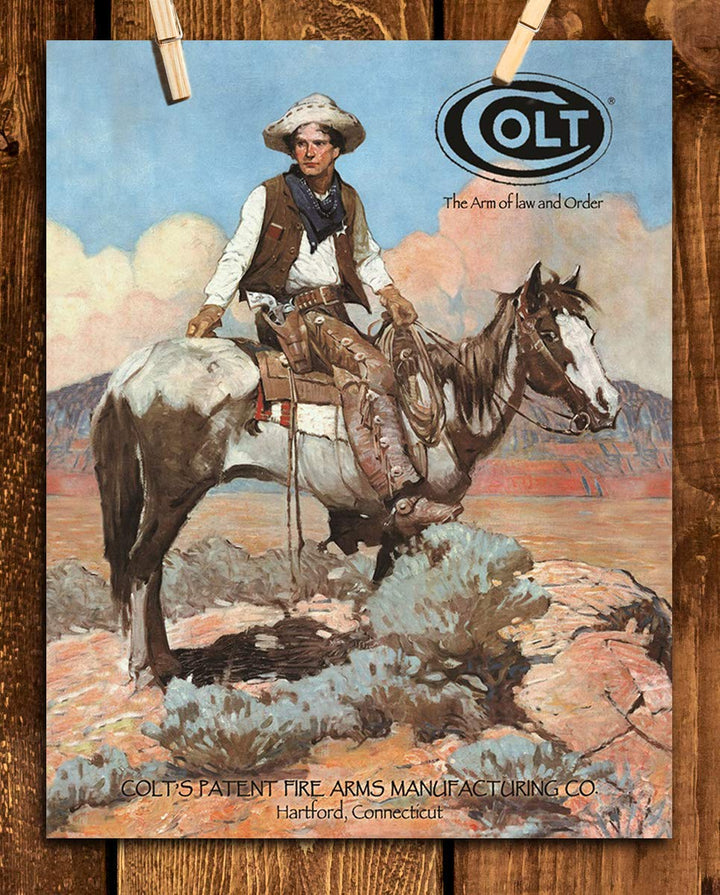 Colt-The Arm of Law &amp; Order- Western Wall Art Sign- 8 x 10"- Gun Sign Replica Print-Ready to Frame. Home-Lodge-Camp-D?cor. Perfect Western Decor Addition For Cowboy &amp; Colt Fans.