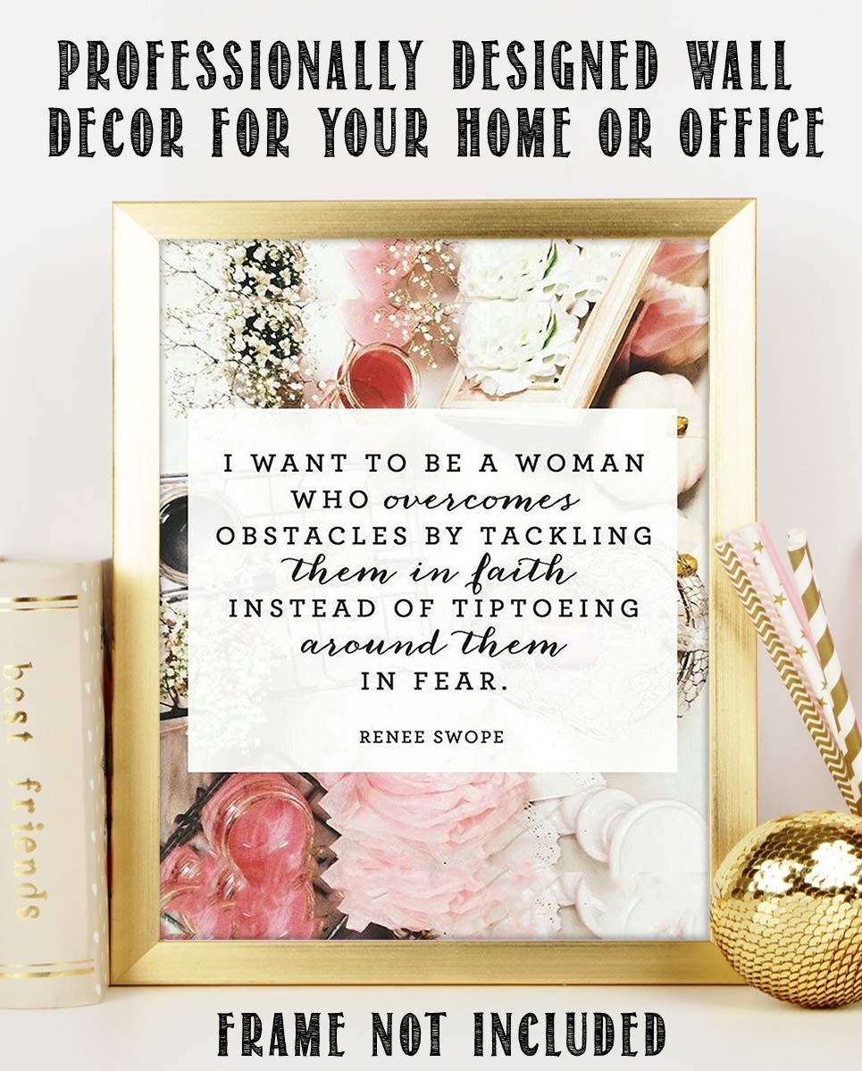 Renee Swope Quotes-Spiritual Wall Art- ?Be a Woman Who Overcomes By Faith vs. Fear?- 8 x 10" Modern Typographic Print-Ready to Frame. Religious Home-Office-Church D?cor. Encouraging Christian Gift.