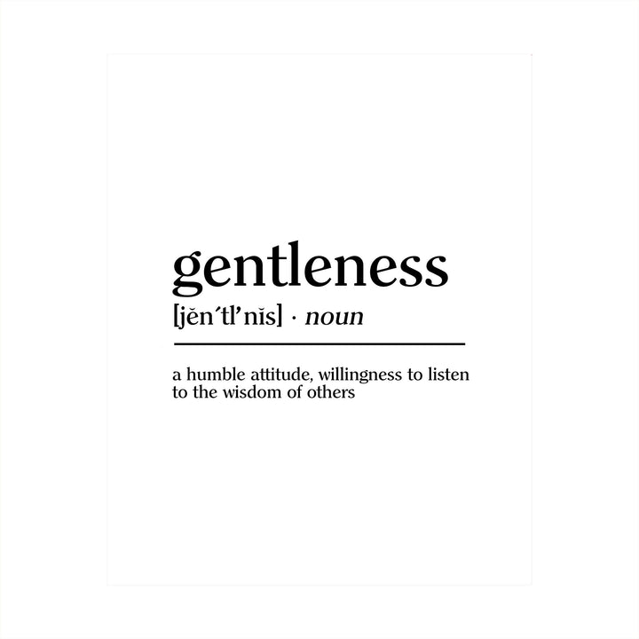 Gentleness-A Humble Attitude -Inspirational Christian Wall Art -8 x 10" Typographic"Gifts of the Spirit" Print-Ready to Frame. Modern Home-Office-Church-Scripture Decor. Great Religious Gift!