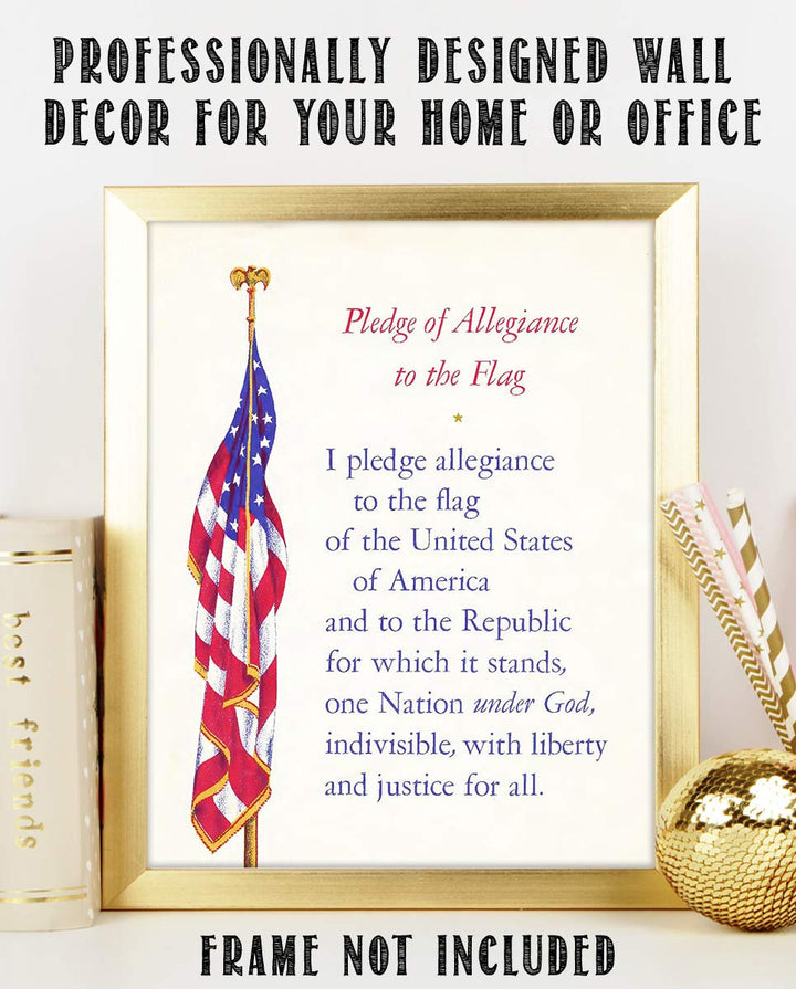 "The Pledge of Allegiance with USA Flag"- 8 x 10"