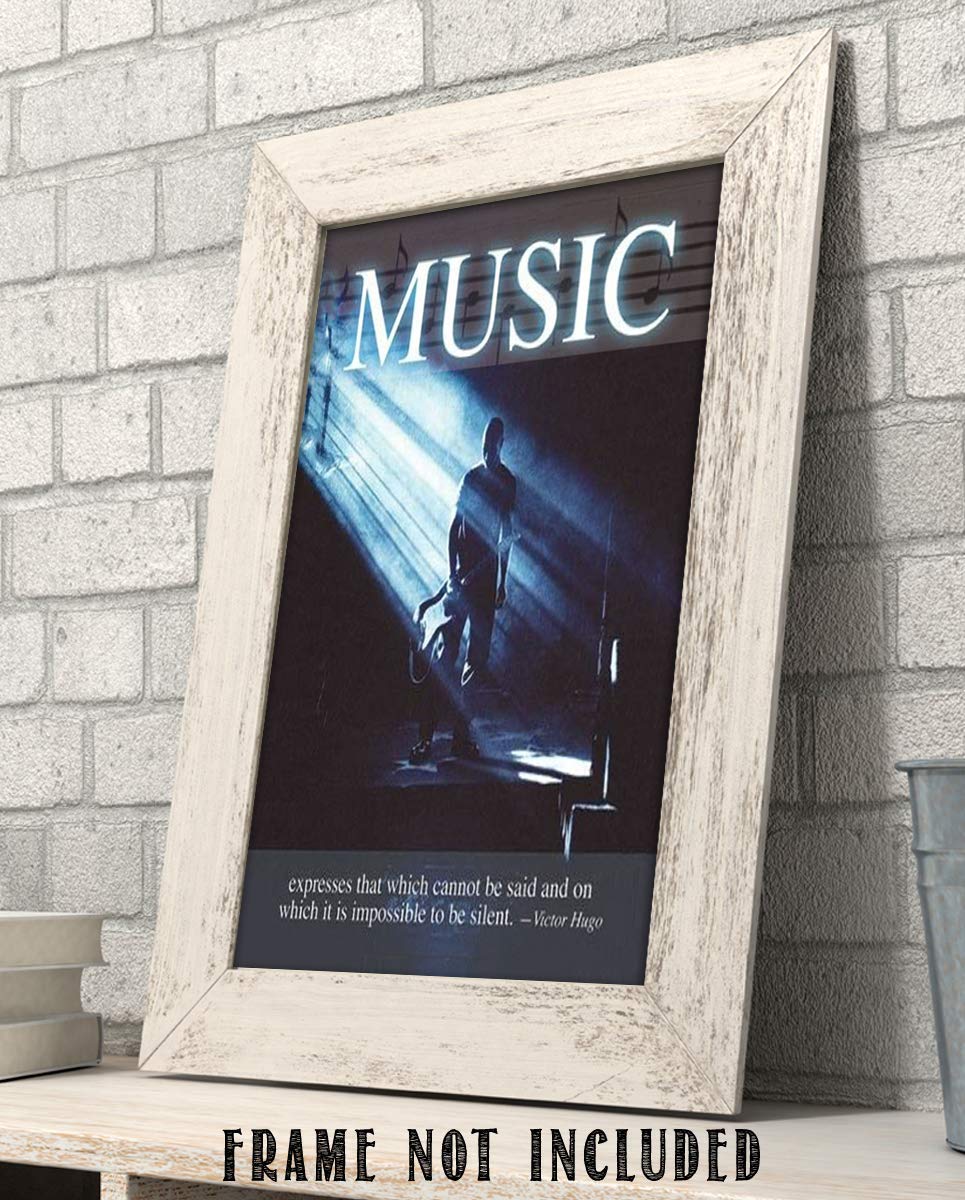 Music Expresses That Which Cannot Be Said.Silent- Victor Hugo Quote Wall Art Print- 8 x 10"- Ready to Frame. Modern-Inspirational Home Decor. Office-Studio Decor. Great Romantic Age- Poetic Quote.