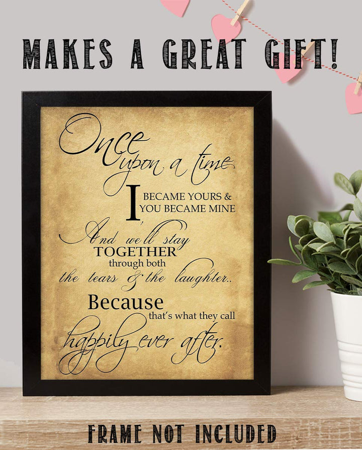 "Fairy Tale Marriage-Once Upon a Time &amp; Happily Ever After"-Love Letter- Wall Art Print-8 x 10"