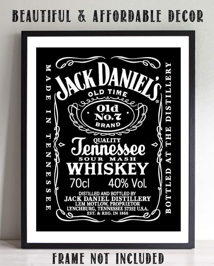 Jack Daniels Whiskey Label- Wall Art Sign- 8 x 10"