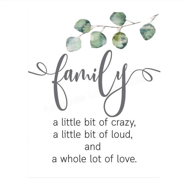 Family- Lil Crazy, Lil Loud &amp; Lot of Love- 8 x 10" Family Sign-Wall Art Decor.-Ready to Frame. Modern Floral Design Print for Home Decor. Great Reminder to Love &amp; Appreciate Your Family.